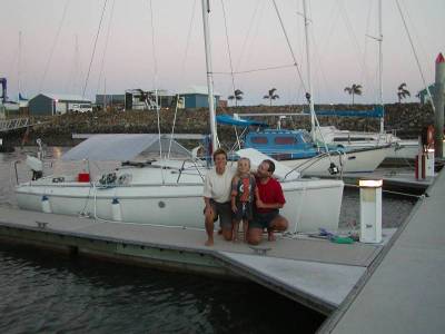 Hans, Carola, and Andrea and their 21 foot Boat