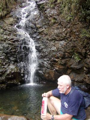 Ron enjoys lunch at the Mt. Khogis waterfall