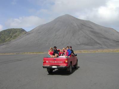 Our taxi stops at the base of Mt Yasur, the volcano