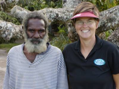 Kathy with Ron, the village chief