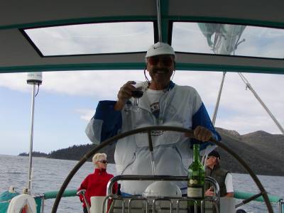 Our friend Sven at the helm