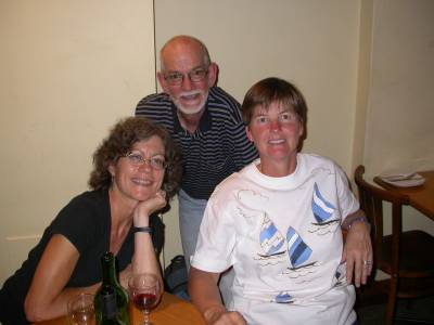 Nancy, Dave, and Kathy celebrating Dave's golf victory