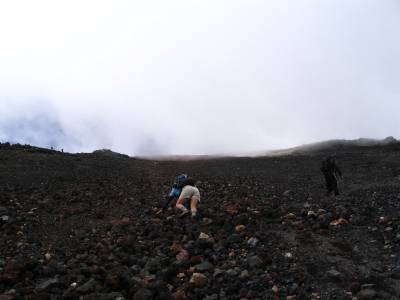 Kathy climbing Mt Ngaurahoe