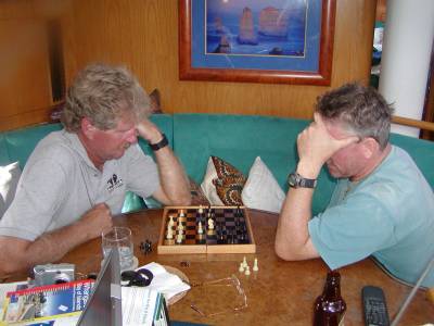 Richard and Bradley play chess - Bradley has a headache!!