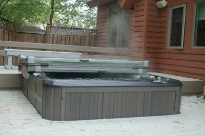 New hot tub and re-stained deck