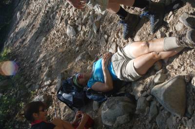 Just after the rogue rock attack - though not steep, there were lots of rocks on the trail