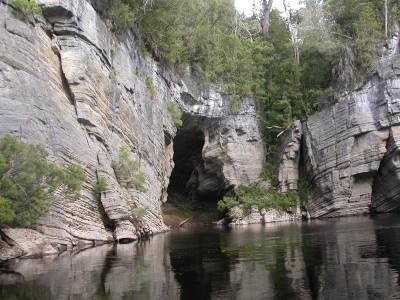 A cave in the rocks on the Franklin River